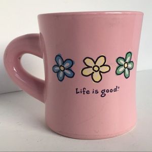 Life is Good Coffee Mug Pink 3 flowers Daisies floral diner Do What you like.